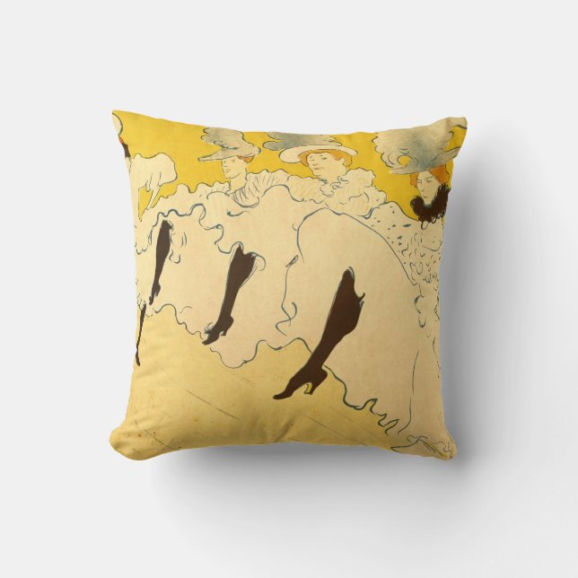 Coussin Poster de la fille dansante Jaune Toulouse Lautrec (Recto)