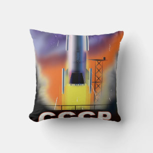 Coussin Poster de l'Union soviétique Retro Space Rocket