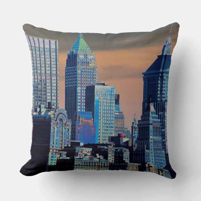 Coussin Poster du quartier financier Lower Manhattan (Recto)