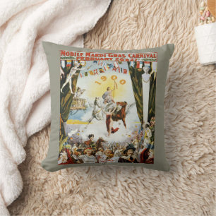 Coussin Poster vintage Mardi Gras