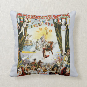 Coussin Poster vintage Mardi Gras