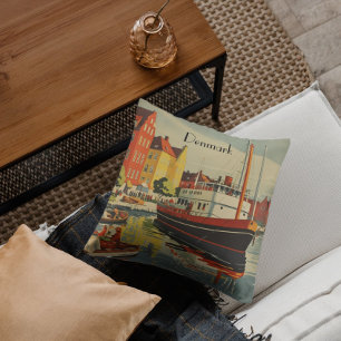 Coussin Poster Vintage voyage du Danemark