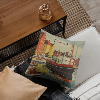 Coussin Poster Vintage voyage du Danemark