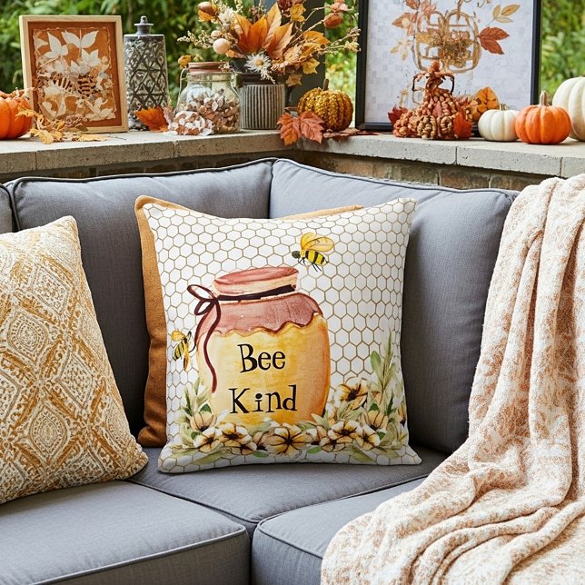 Coussin Pot de miel Bee kind  (Créateur téléchargé)