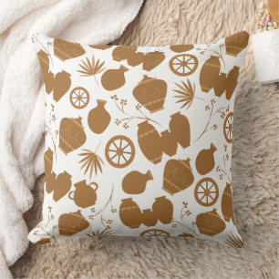 Coussin poteries argile céramique pots artiste motif flora