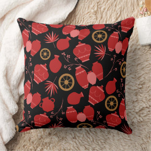 Coussin poteries argile céramique pots artiste motif flora