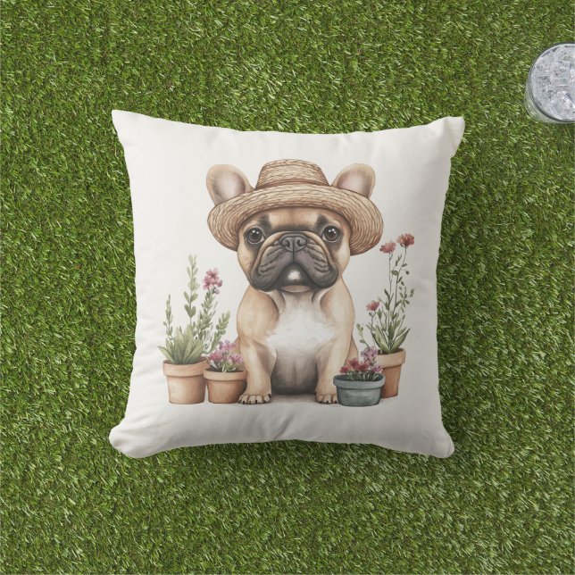 Coussin Pots de fleurs de jardinage de Bulldog (Herbe)