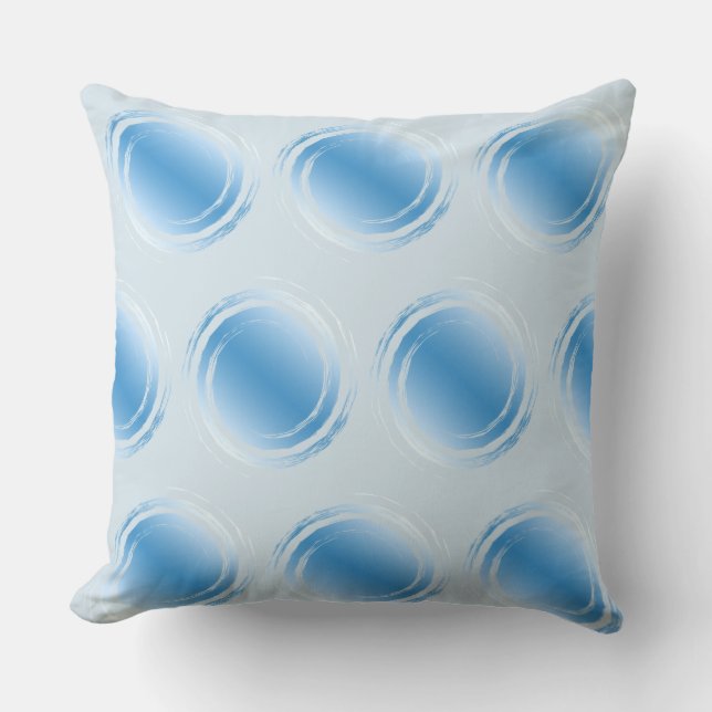 Coussin Poudre Bleu Polka Cercles de torsion (Recto)