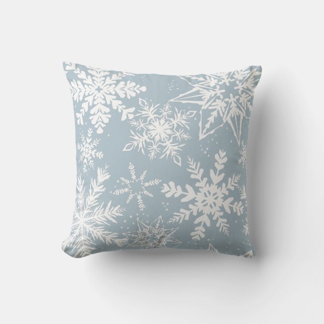 Coussin Poudre Blue Winter Wonderland Snowflake Motif (Recto)