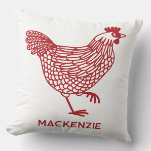 Coussin Poule Pondeuse Volaille Personnalisée Rouge et Bla