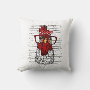 Coussin Poulet avec bandeau de bandana et lunettes mignonn