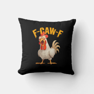 Coussin Poulet drôle F-Awk-F Coq F-Caw-F Jeu de mots Rétro
