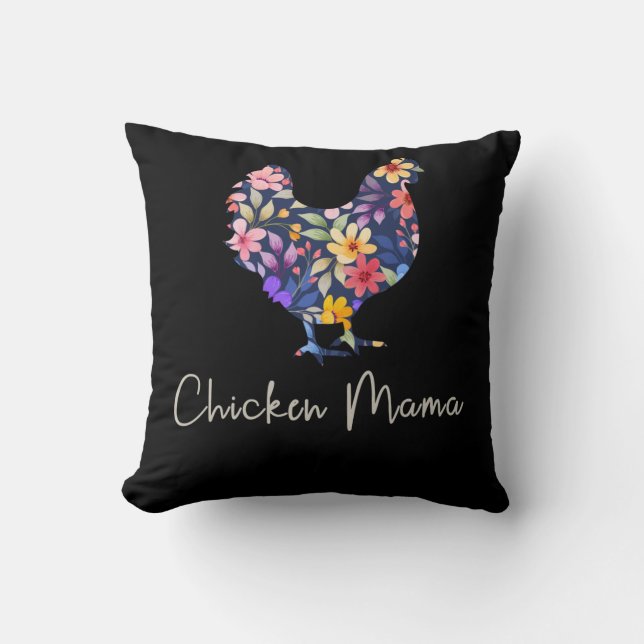 Coussin Poulet maman poule fermier fleurs mignonette poule (Recto)