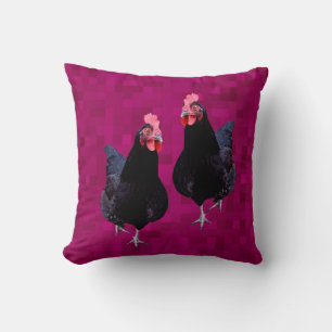 Coussin Poulet noir réversible,