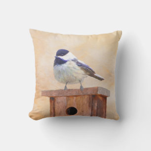 Coussin Poulet sur la peinture d'oiseaux Art original