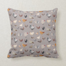 Poulets d'aquarelle sur gris chaud