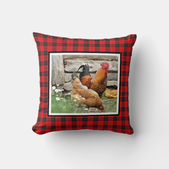 Coussin Poulets de la cour / Poules et coq (Recto)