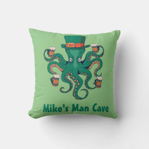 Coussin Poulpe de bière drôle Votre prénom Cave à bière