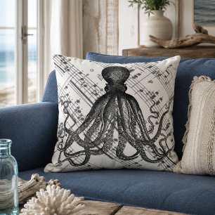 Coussin poulpe octopus vintage moderne nautique steampunk