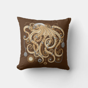 Coussin Poulpe Steampunk Rétro Fantastique Mécanique