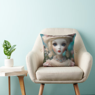 Coussin Poupée Vintage bleue,