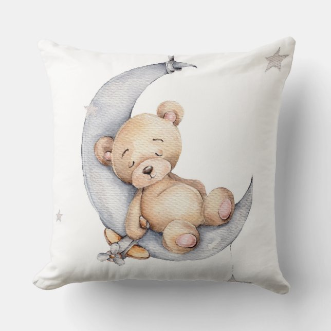 Coussin Pouponnière - Étoiles de lune d'ours pour bébé (Recto)