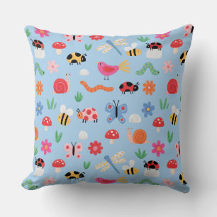 Coussin pour enfants à motif d'insecte mignon 