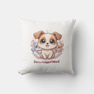 Coussin “Pour est un mot à quatre pattes” Chiot mignon