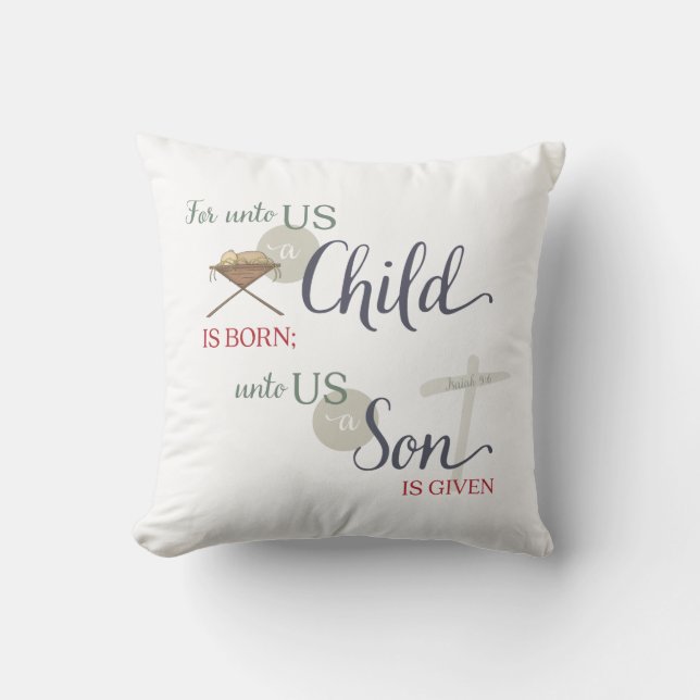 Coussin Pour nous un enfant est né (Recto)