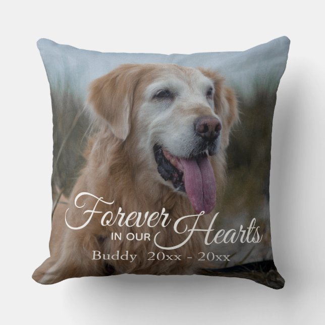 Coussin Pour toujours dans nos coeurs Animaux de compagnie (Recto)