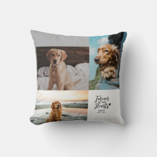 Coussin Pour toujours dans nos cœurs Collage photo de mémo