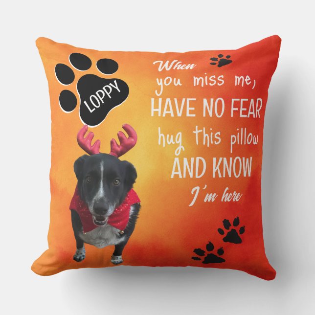 Coussin Pour toujours dans notre coeur - Mémorial de chien (Recto)
