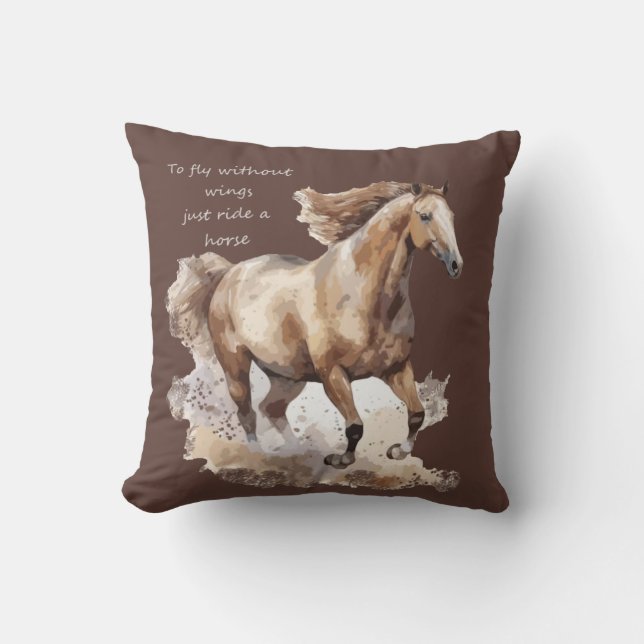 Coussin Pour voler sans ailes il suffit de faire un cheval (Recto)