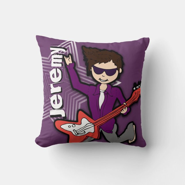Coussin pourpre de garçon rockstar nommé de (Recto)