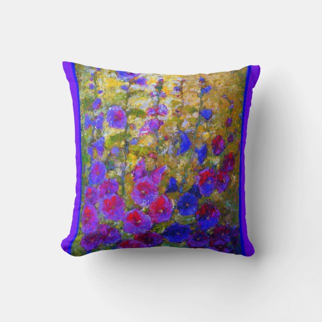 Coussin pourpre de jardin de roses trémière de (Recto)