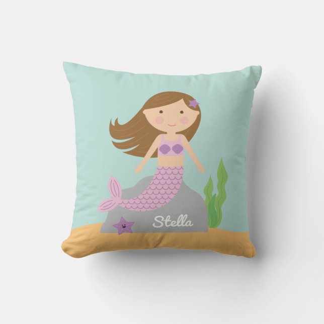 Coussin pourpre de sirène et d'étoiles de mer (Recto)