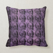 Coussin pourpre grunge de Mojo de crânes