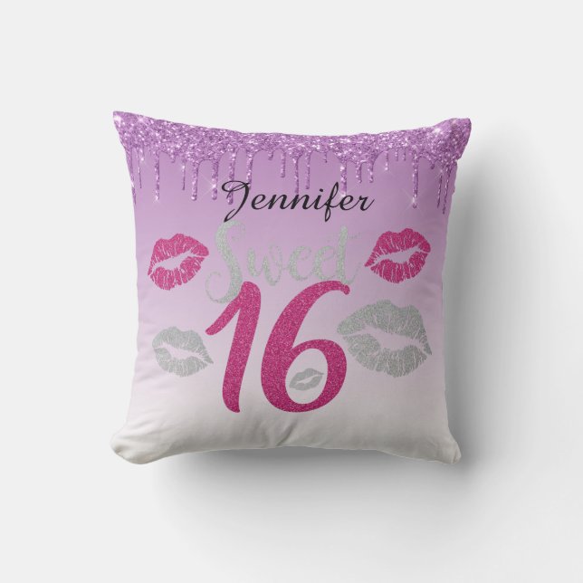 Coussin Pourpre personnalisé du bonbon 16 (Recto)