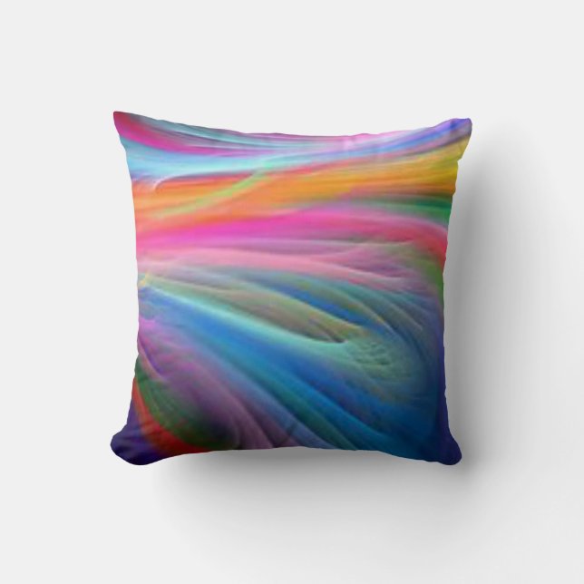 Coussin Pousse d'oreiller en polyester arc-en-ciel. (Recto)