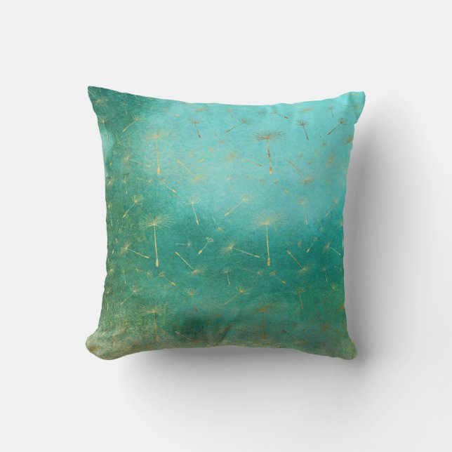 Coussin Poussin Dandelion Vert & Or (Recto)