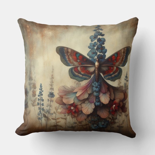 Coussin Poussin floral papillon (Recto)