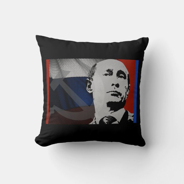 Coussin Poutine avec drapeau russe (Recto)