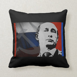 Coussin Poutine avec drapeau russe