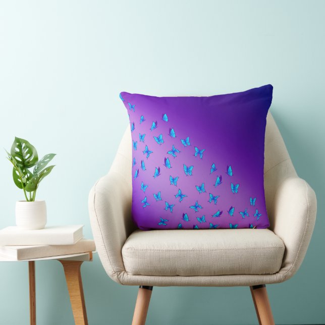 Coussin Poutres de Lune Abstraites et papillons (Chaise)