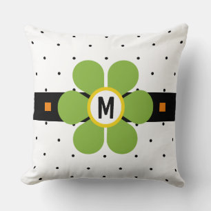 Coussin Pouvoir Fleur Vert Moderne du Milieu du Siècle