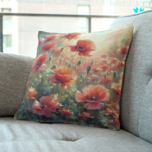Coussin Prairie de Pavot Paisible