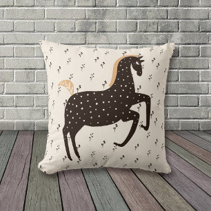 Coussin Prancing Nordic Pony sur le Motif noir