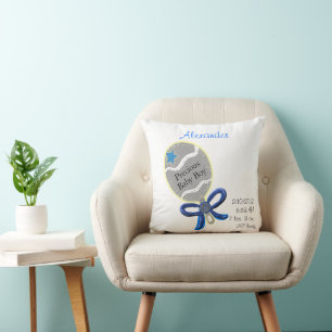 Coussin Précieux bébé garçon hochet arc bleu Détails de na