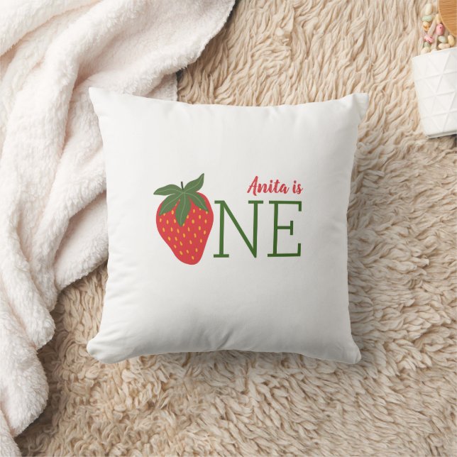 Coussin Premier anniversaire de fraise (Couverture)