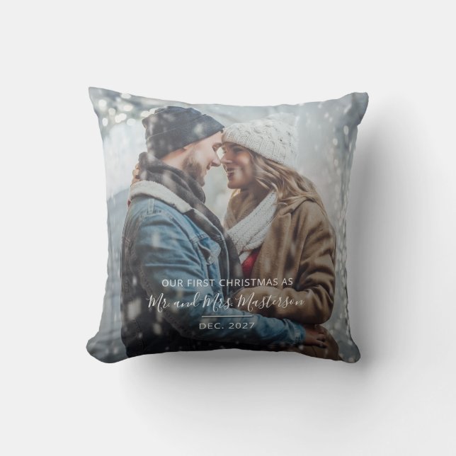 Coussin Premier anniversaire en tant que M. et Mme Christm (Recto)